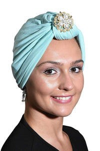 Ladies Headscarves Turban with Gold Pearl Diamond