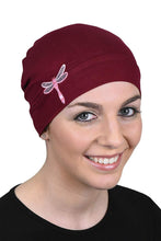 Load image into Gallery viewer, Landana Headscarves Chemo Beanie Sleep Cap Pink Dragonfly