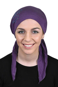 Pretied Head Scarf Chemo Cap Modesty - Swirl Applique