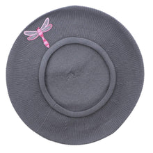 Load image into Gallery viewer, Landana Headscarves Beret with Light Pink Dragonfly Applique-Blue