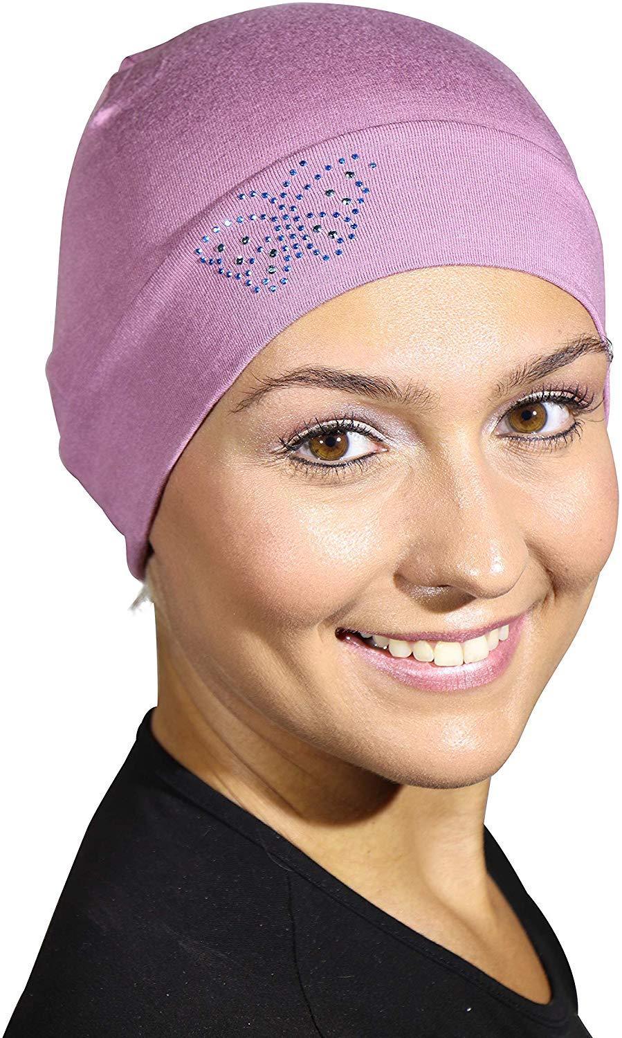 Landana Headscarves Blue Stud Butterfly Chemo Sleep Cap Beanie