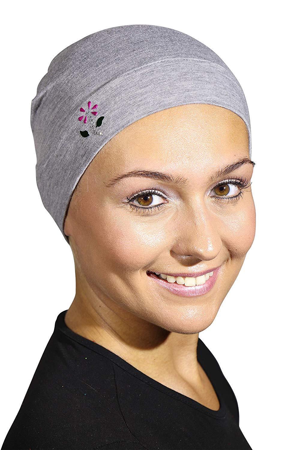 Landana Headscarves Soft Sleep Cap Comfy Women's Wig Liner & Hair Loss Cap with Small Stud Flower Applique