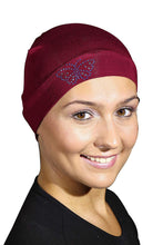 Load image into Gallery viewer, Landana Headscarves Blue Stud Butterfly Chemo Sleep Cap Beanie