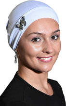 Load image into Gallery viewer, Landana Headscarves Ladies Chemo Hat with Green Butterfly Bling