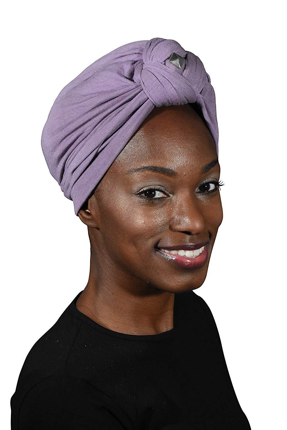 Landana Headscarves Turbans for Women with Twist/Knot Front and Silver Stud