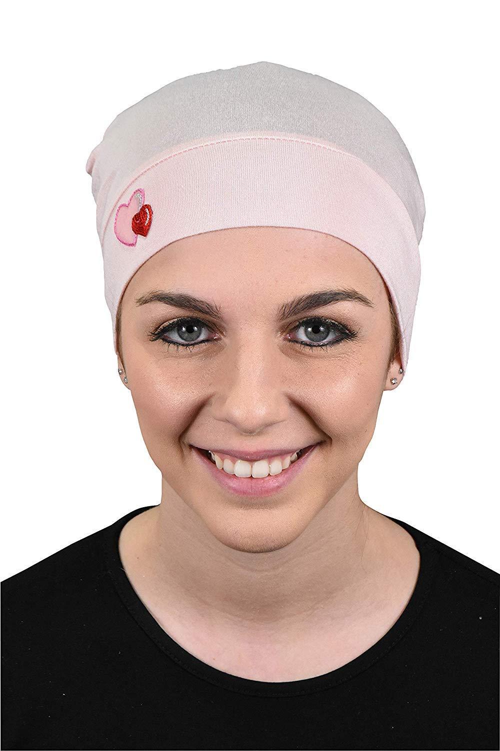 Landana Headscarves Womens Soft Sleep Cap Comfy Cancer Hat with Hearts Applique