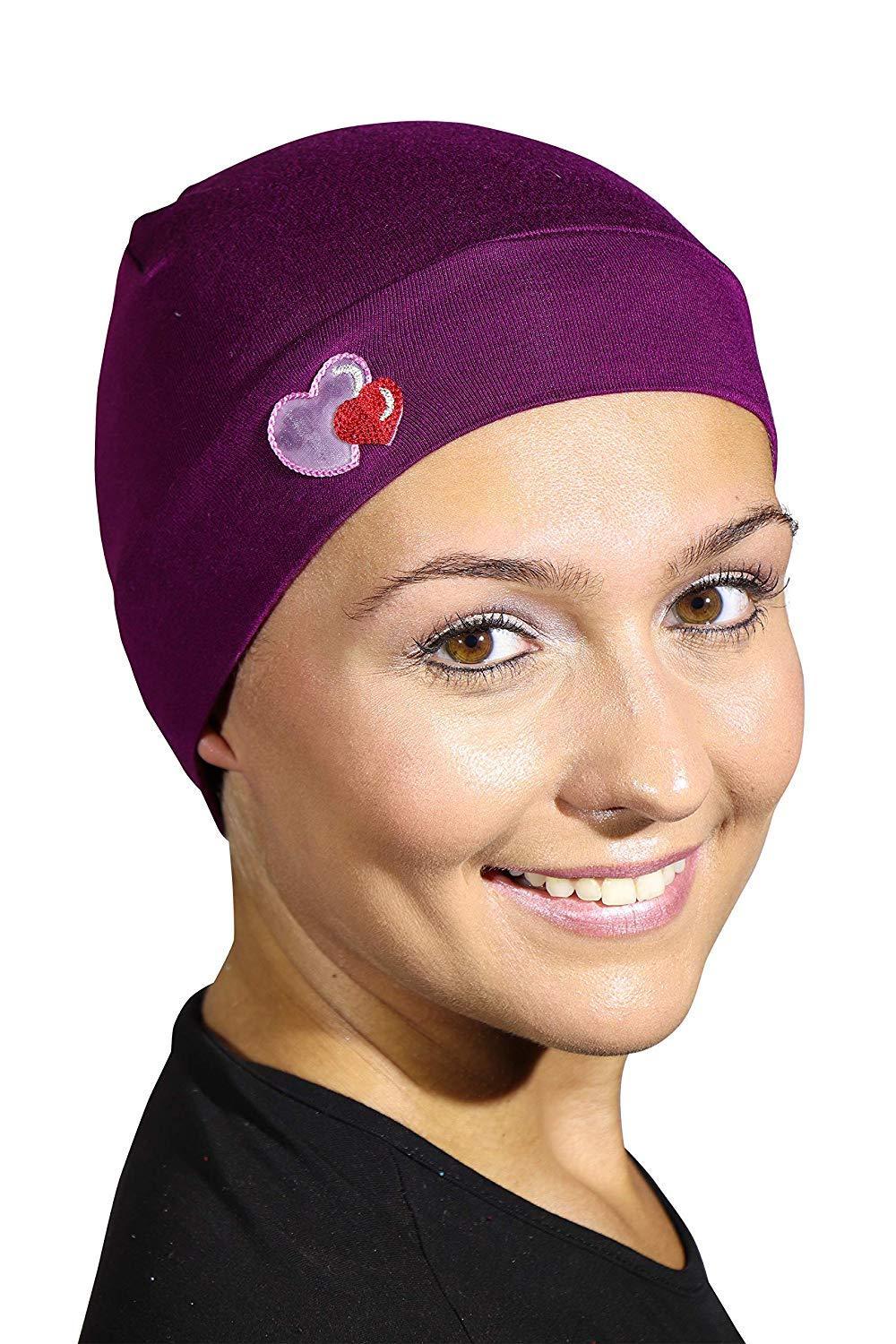 Landana Headscarves Womens Soft Sleep Cap Comfy Cancer Hat with Hearts Applique