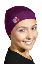 Load image into Gallery viewer, Landana Headscarves Womens Soft Sleep Cap Comfy Cancer Hat with Hearts Applique