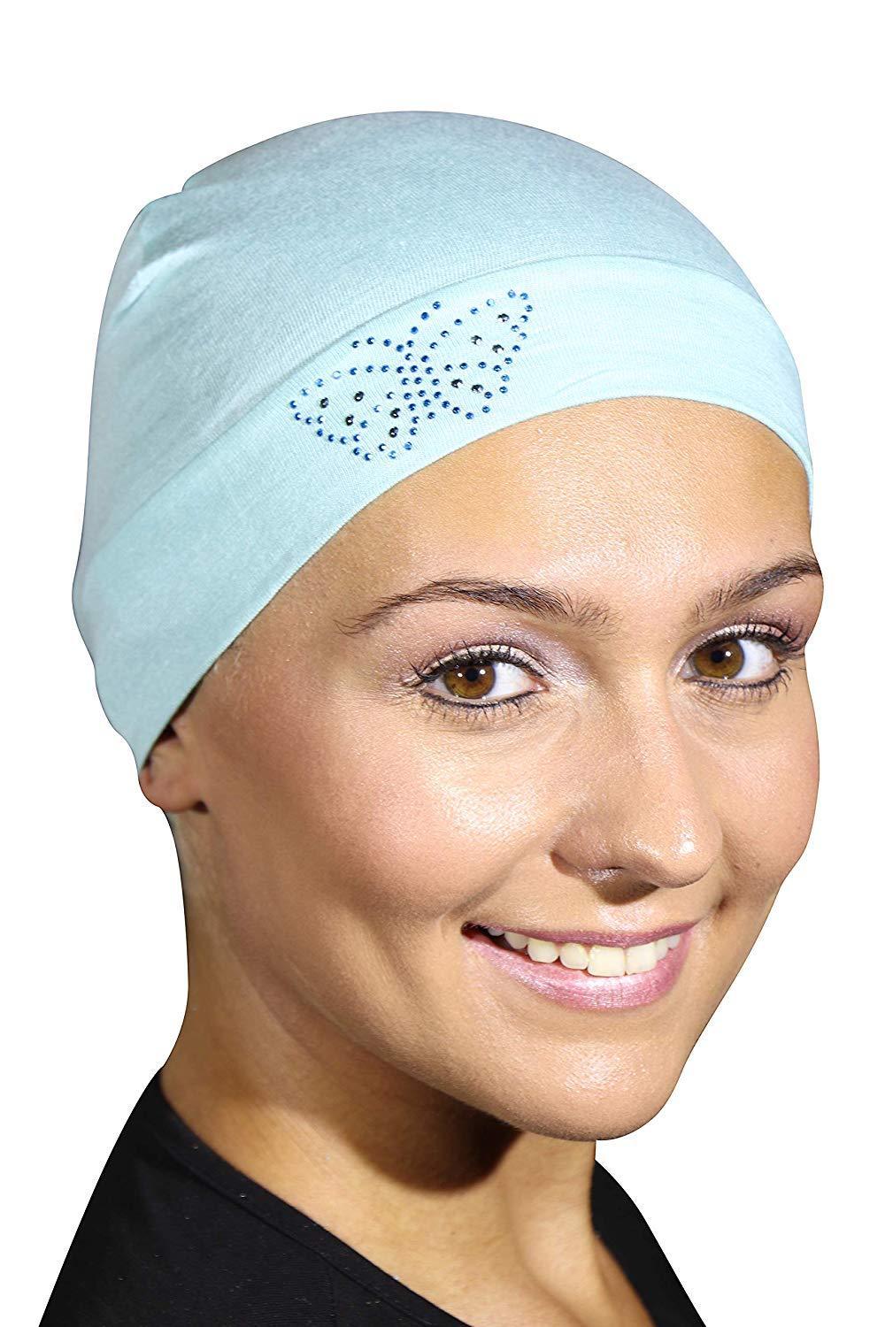 Landana Headscarves Blue Stud Butterfly Chemo Sleep Cap Beanie