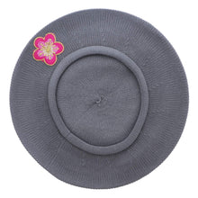 Load image into Gallery viewer, Pink and Gold Flower Applique on Cotton Beret Womens Head Cover - Blue