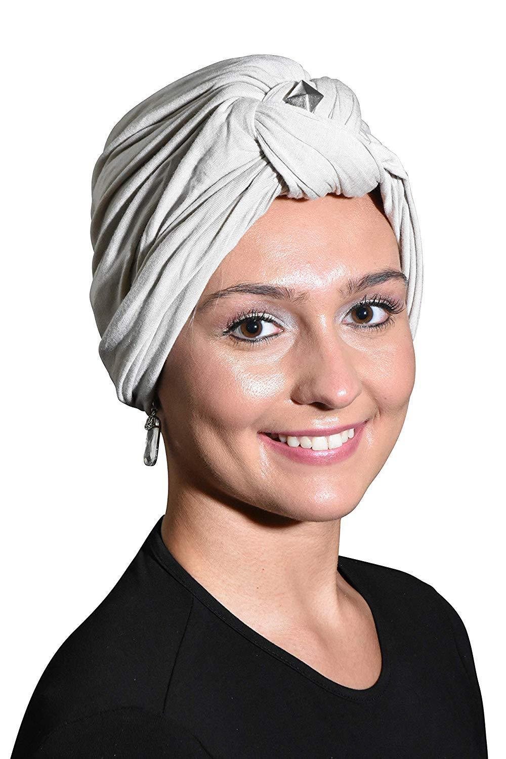 Landana Headscarves Turbans for Women with Twist/Knot Front and Silver Stud