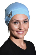 Load image into Gallery viewer, Landana Headscarves Ladies Chemo Hat with Green Butterfly Bling