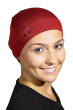 Load image into Gallery viewer, Landana Headscarves Soft Sleep Cap Comfy Women&#39;s Wig Liner &amp; Hair Loss Cap with Small Stud Flower Applique