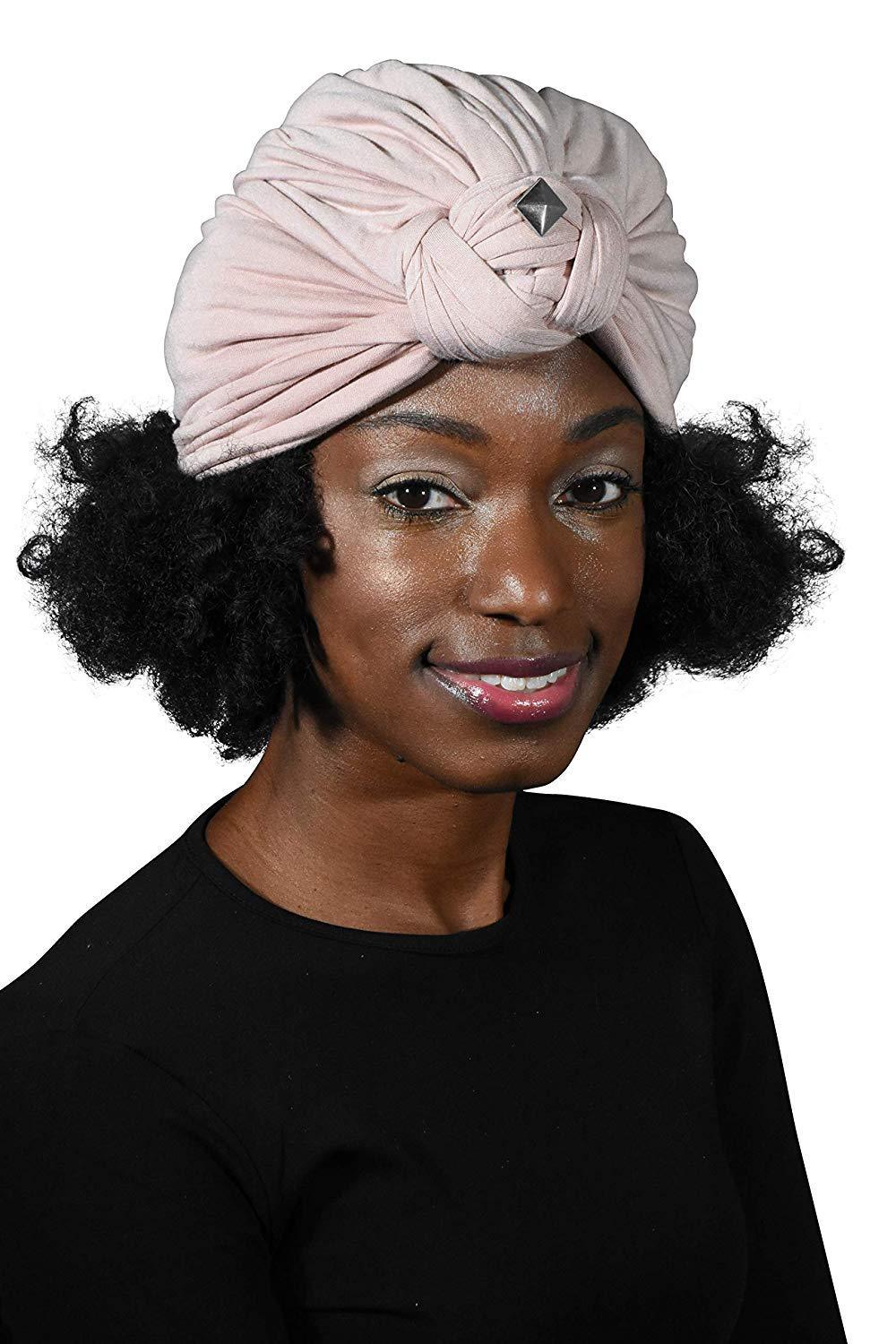 Landana Headscarves Turbans for Women with Twist/Knot Front and Silver Stud