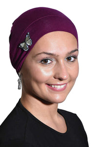 Landana Headscarves Ladies Chemo Hat with Green Butterfly Bling