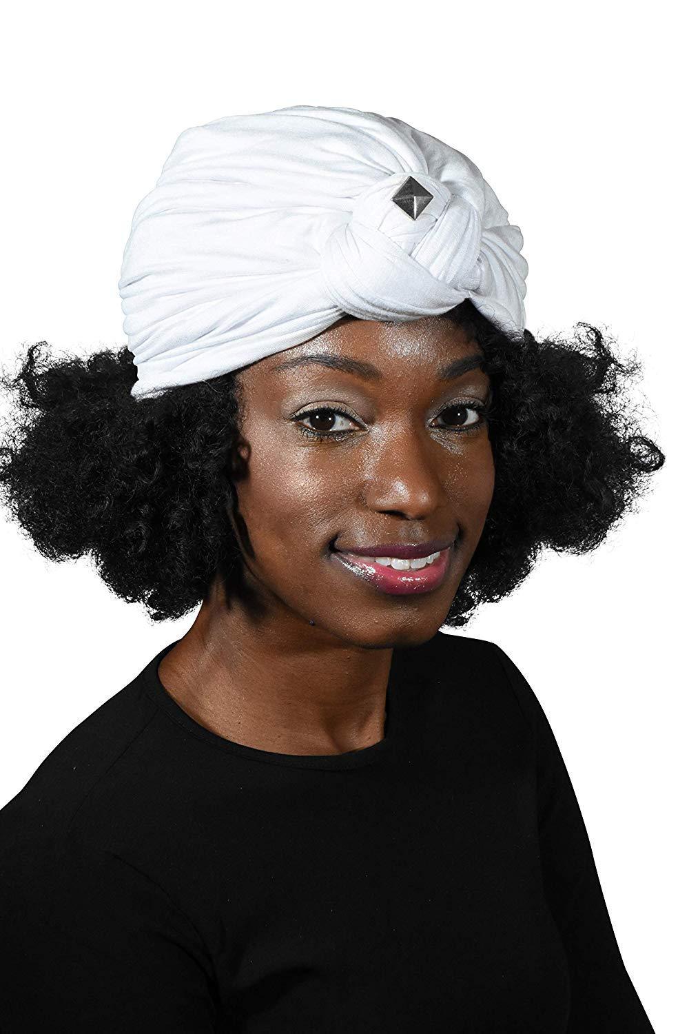 Landana Headscarves Turbans for Women with Twist/Knot Front and Silver Stud