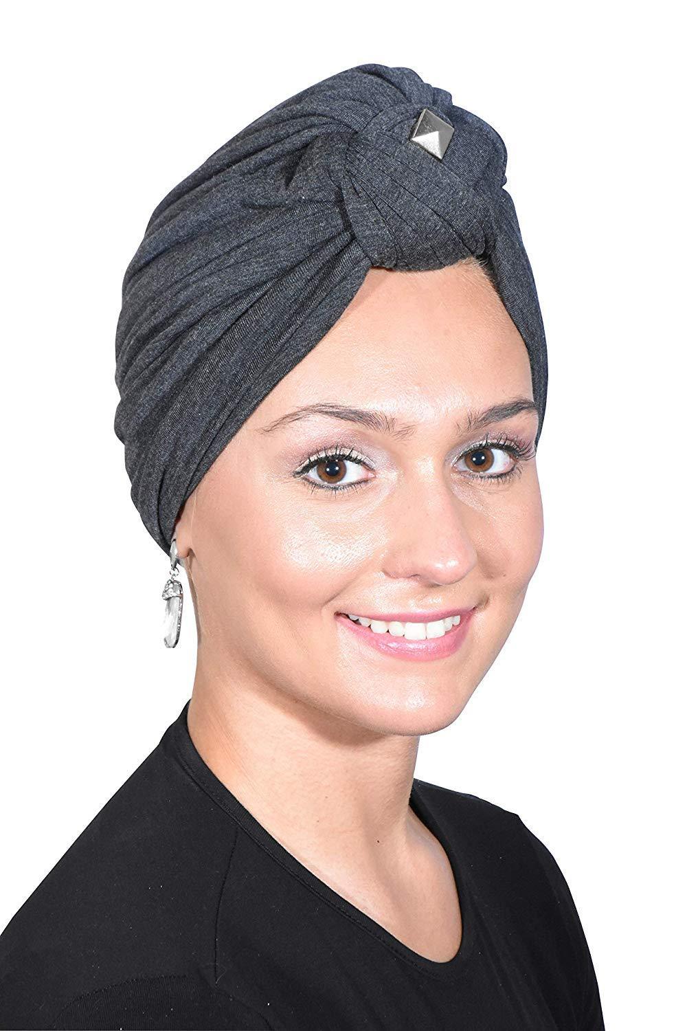 Landana Headscarves Turbans for Women with Twist/Knot Front and Silver Stud