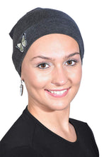 Load image into Gallery viewer, Landana Headscarves Ladies Chemo Hat with Green Butterfly Bling