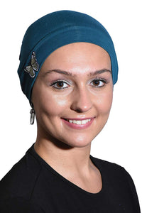 Landana Headscarves Ladies Chemo Hat with Green Butterfly Bling