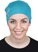 Load image into Gallery viewer, Landana Headscarves Chemo Beanie Sleep Cap Pink Dragonfly