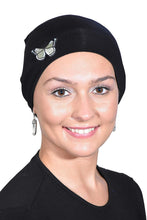 Load image into Gallery viewer, Landana Headscarves Ladies Chemo Hat with Green Butterfly Bling