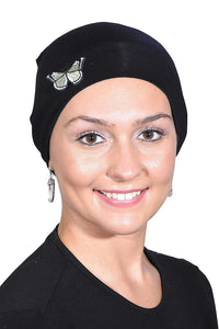 Landana Headscarves Ladies Chemo Hat with Green Butterfly Bling