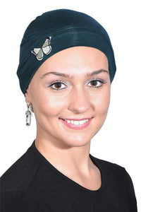 Landana Headscarves Ladies Chemo Hat with Green Butterfly Bling