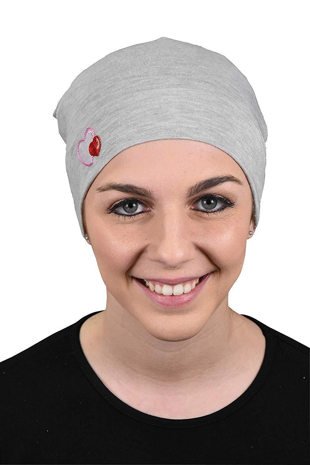 Landana Headscarves Womens Soft Sleep Cap Comfy Cancer Hat with Hearts Applique