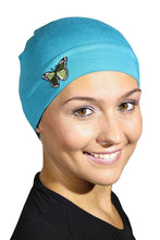 Load image into Gallery viewer, Chemo Beanie Sleep Cap with Red Stud Anchor Applique