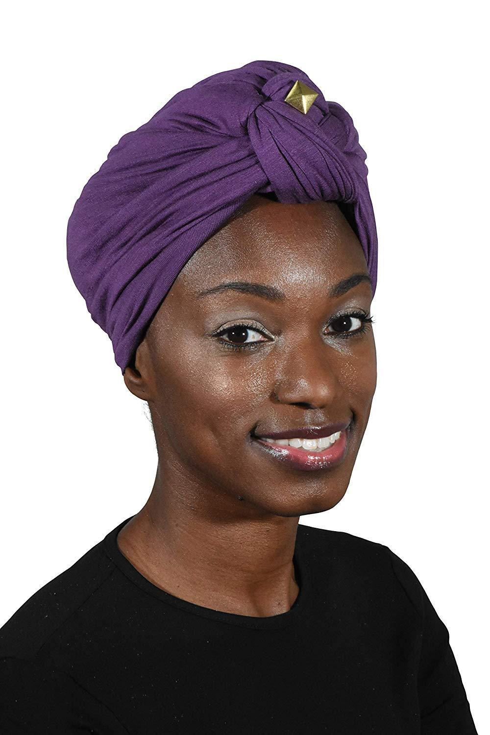 Landana Headscarves Turbans for Women with Twist/Knot Front and Gold Stud