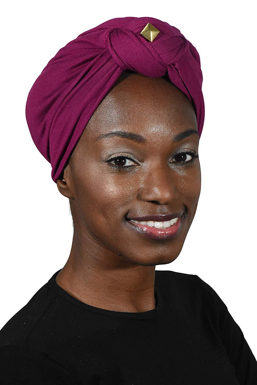 Landana Headscarves Turbans for Women with Twist/Knot Front and Gold Stud