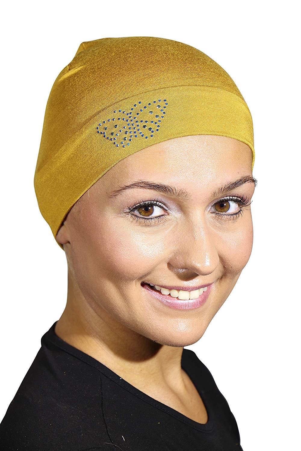 Landana Headscarves Blue Stud Butterfly Chemo Sleep Cap Beanie