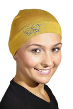 Load image into Gallery viewer, Landana Headscarves Blue Stud Butterfly Chemo Sleep Cap Beanie