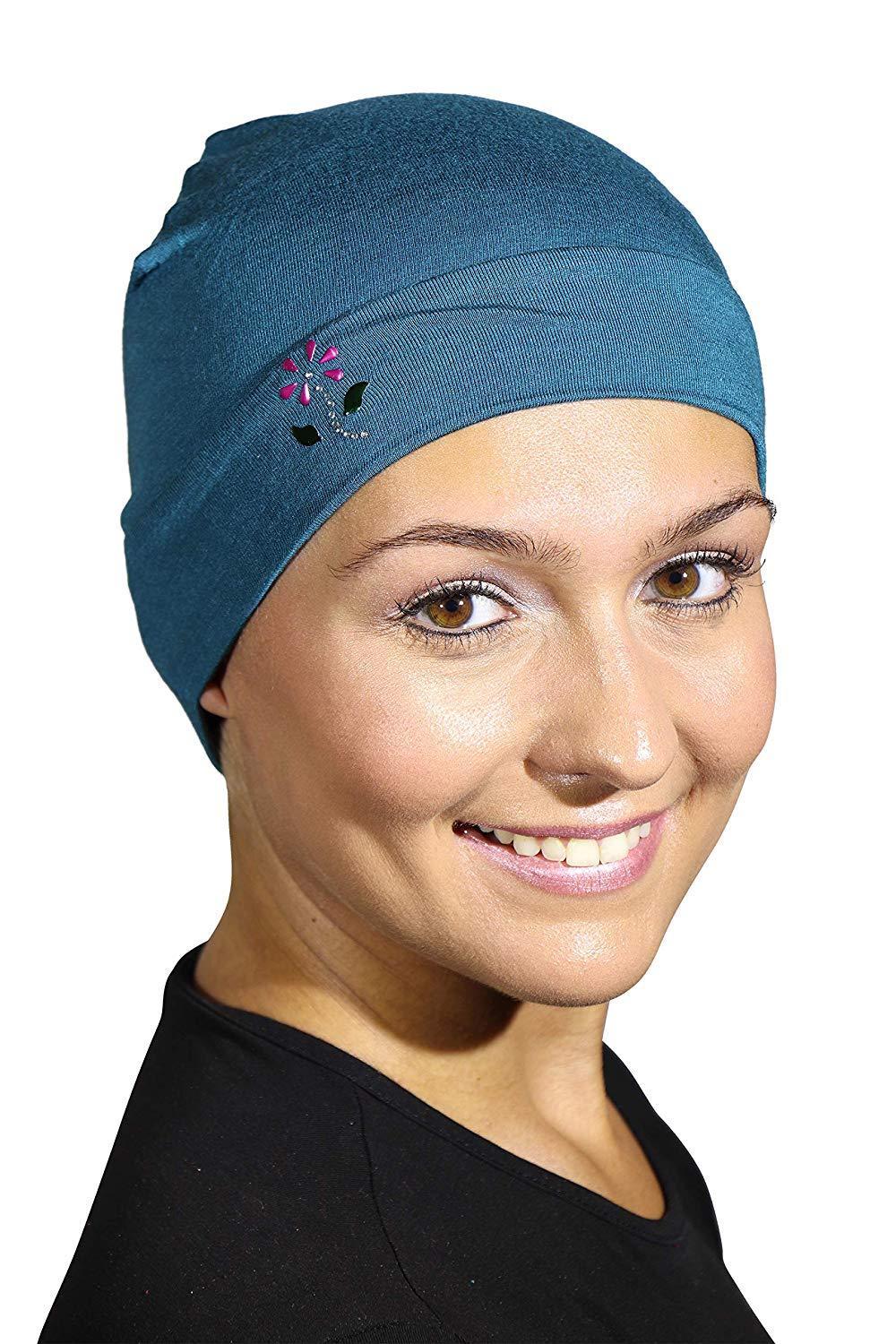 Landana Headscarves Soft Sleep Cap Comfy Women's Wig Liner & Hair Loss Cap with Small Stud Flower Applique